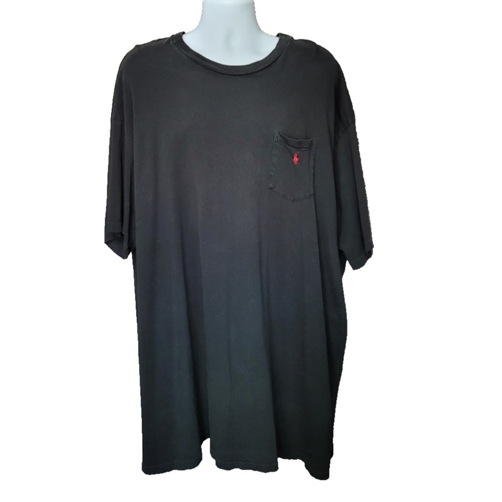 Vintage Polo Ralph Lauren Pocket T-Shirt 3XB Single Stitch Faded Black